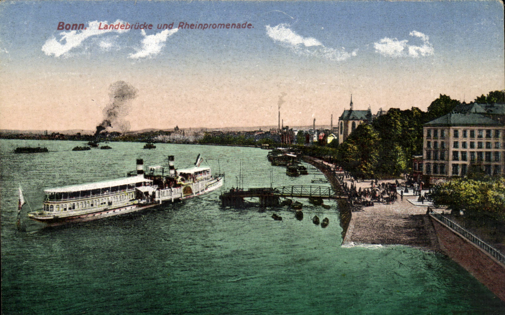 Allemagne Germany CPA Bonn Landebrucke und Rheinpromenade