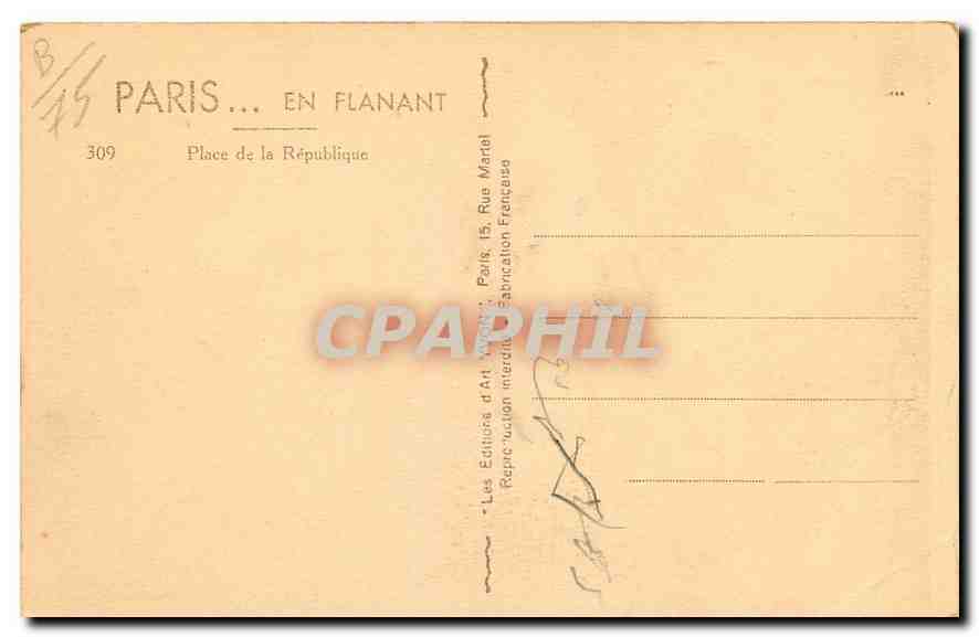 CPA Paris en Flanant Place de la Republique  — Verso