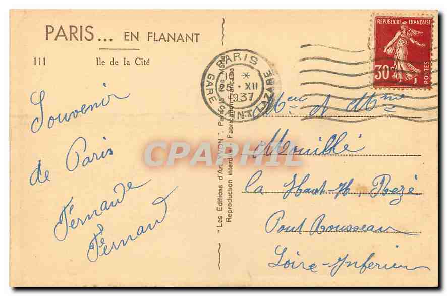 CPA Paris en Flanant Ile de la Cite  — Verso