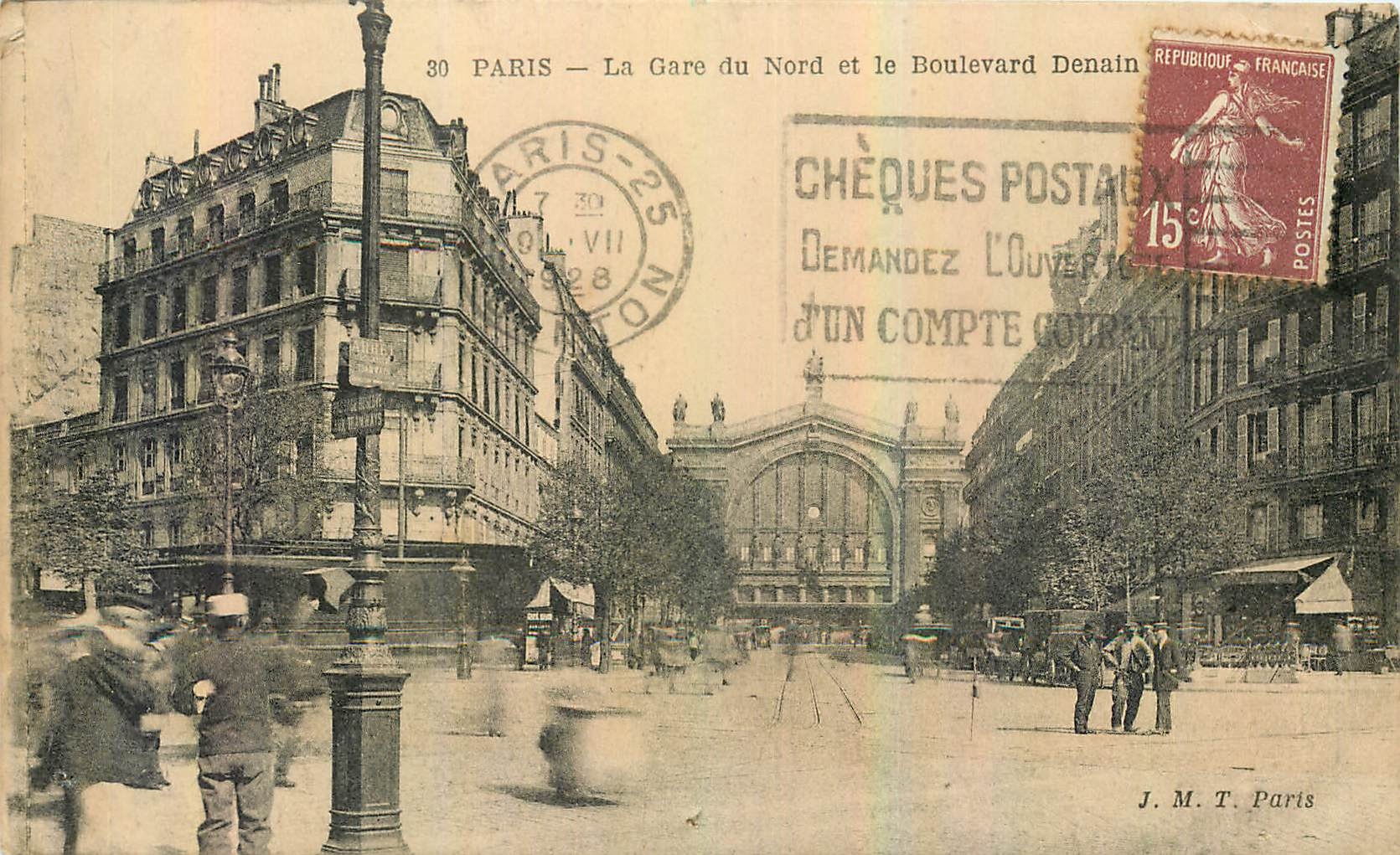 CPA Paris la Gare du Nord et le Boulevard Denain 