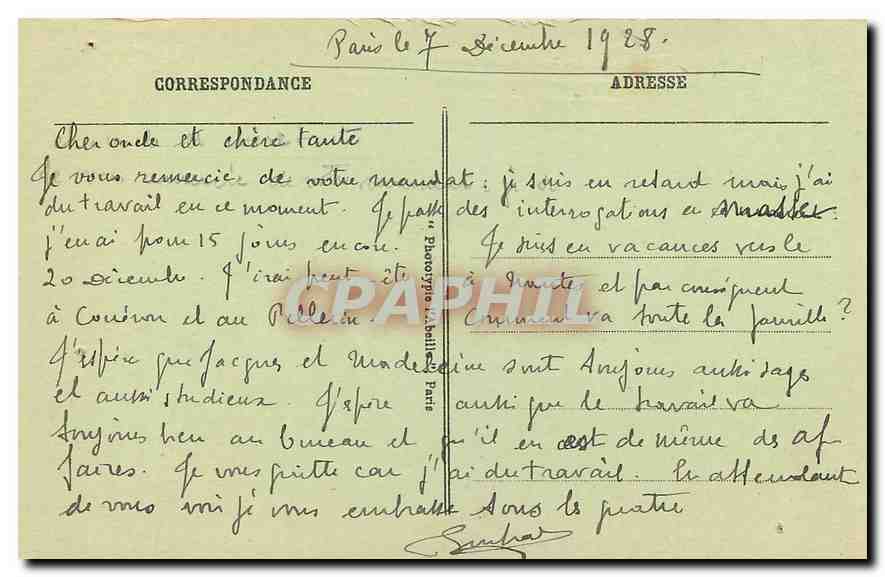 CPA Paris Notre Dame et la Cite  — Verso