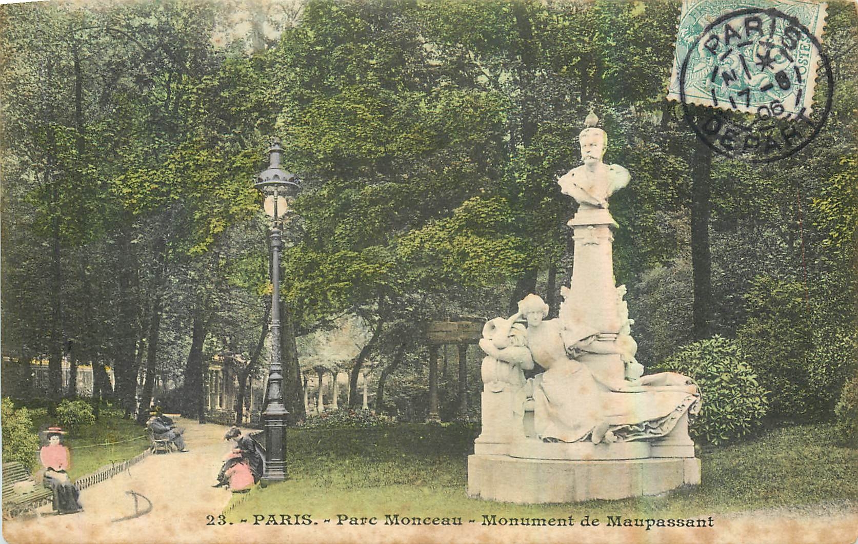 CPA Paris Parc Monceau monument de Maupassant 