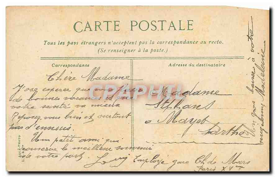 CPA Paris l'Arc de Triomphe du Carrousel  — Rückseite