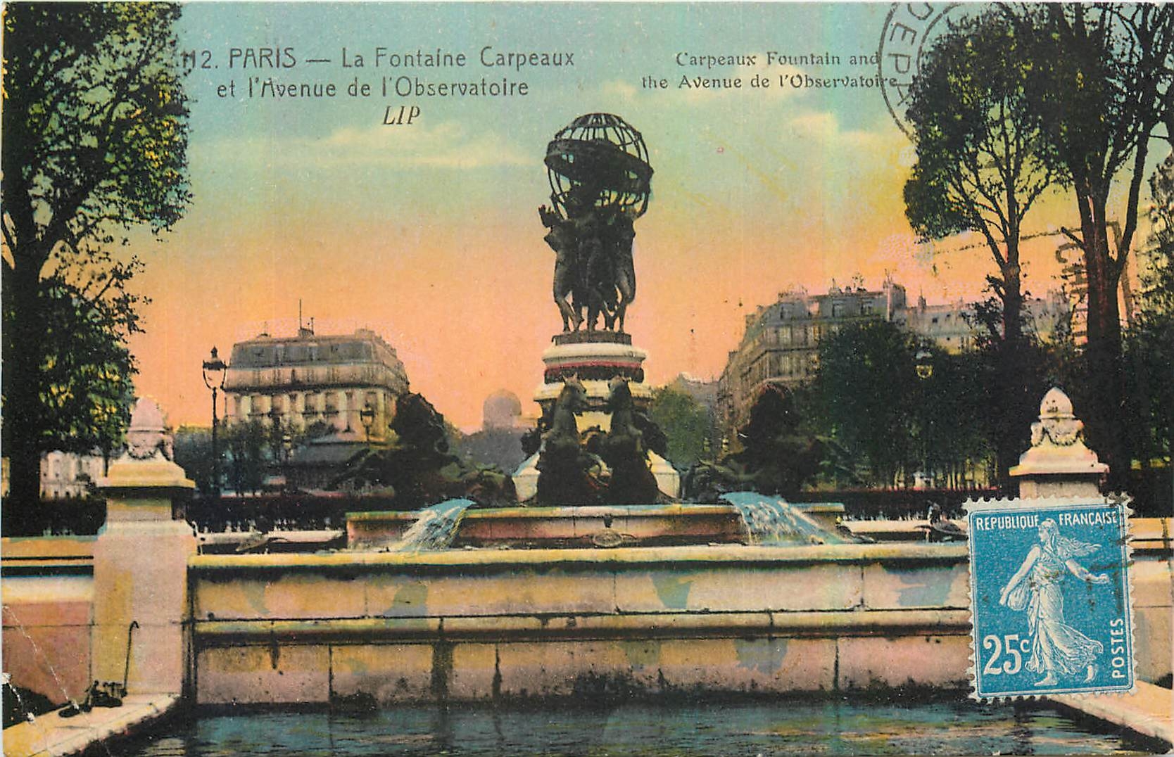 CPA Paris la Fontaine Carpeaux et l'Avenue de l'Observatoire 