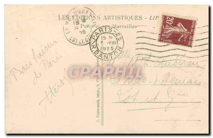 CPA Paris la Conciergerie et le Pont au Change  — Verso