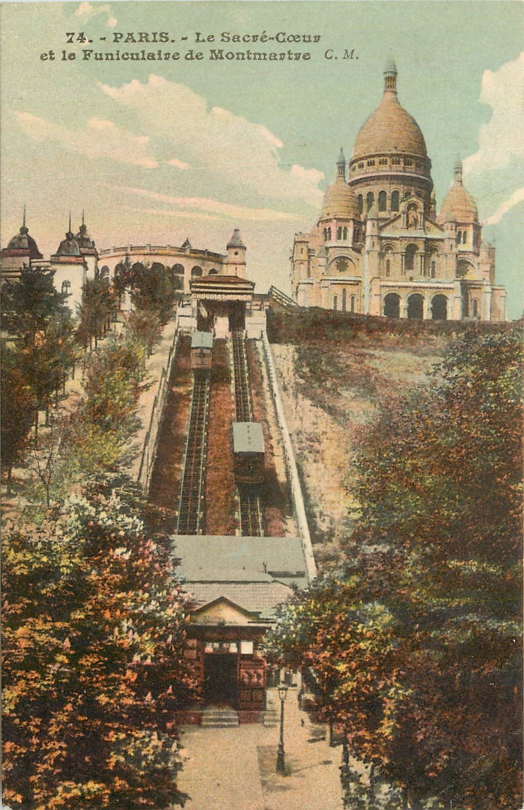CPA Paris le Sacre Coeur et le funiculaire de Montmartre 