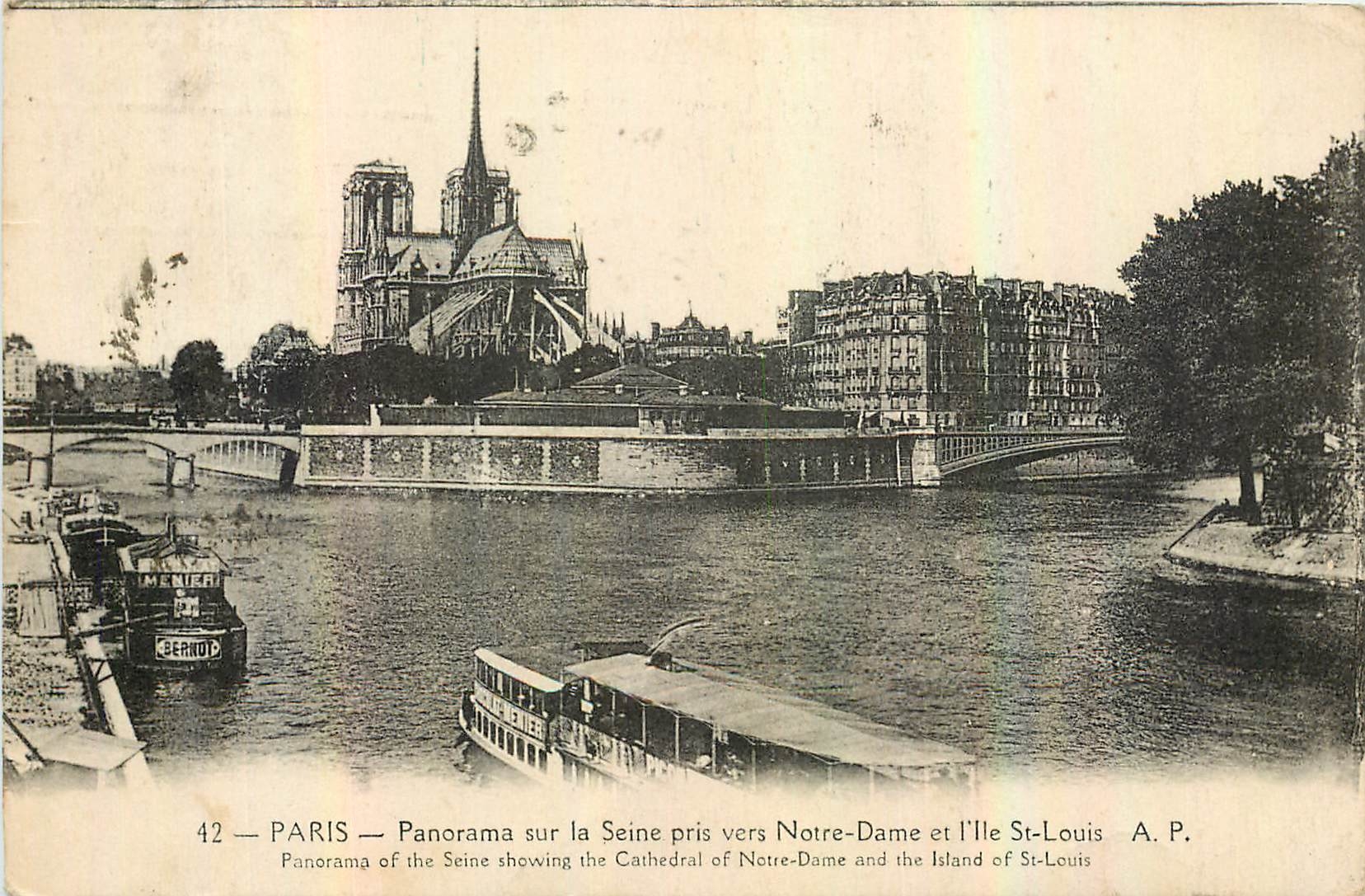 CPA Paris Panorama sur la Seine pris vers Notre Dame et l'Ile St Louis 