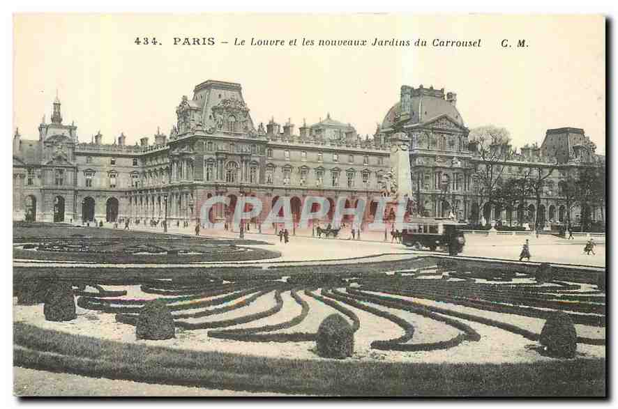 CPA Paris le Louvre et les Nouveaux Jardins du Carrousel 
