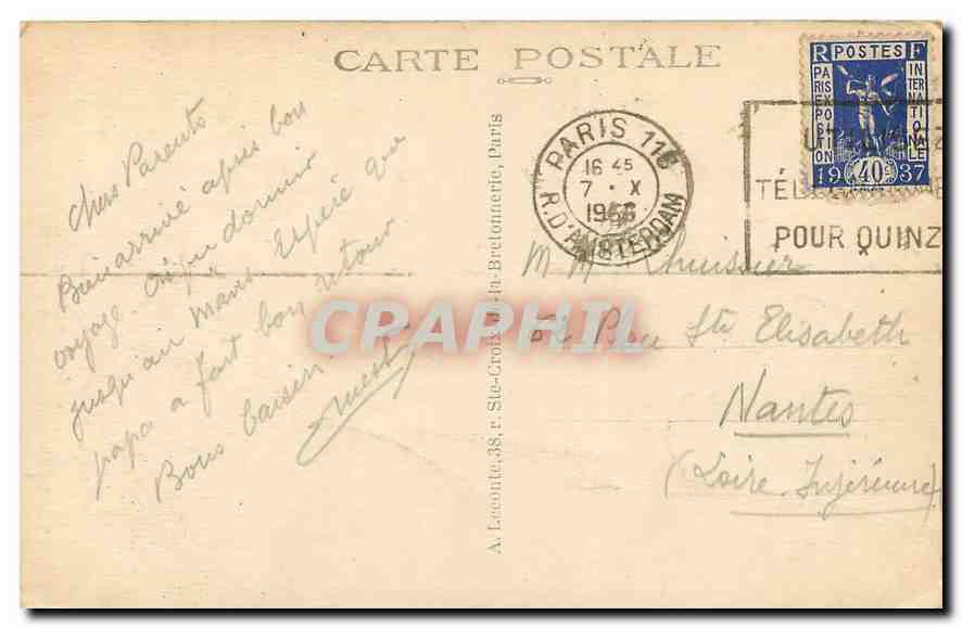 CPA Paris le Jardin des Tuileries et le Pavillon de Marsan  — Rückseite