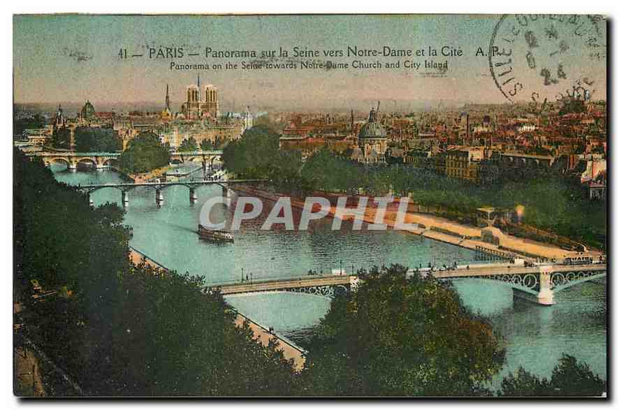 CPA Paris Panorama sur la Seine vers Notre Dame et la cite 