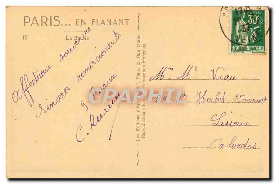 CPA Paris en Flanant la Bourse  — Verso