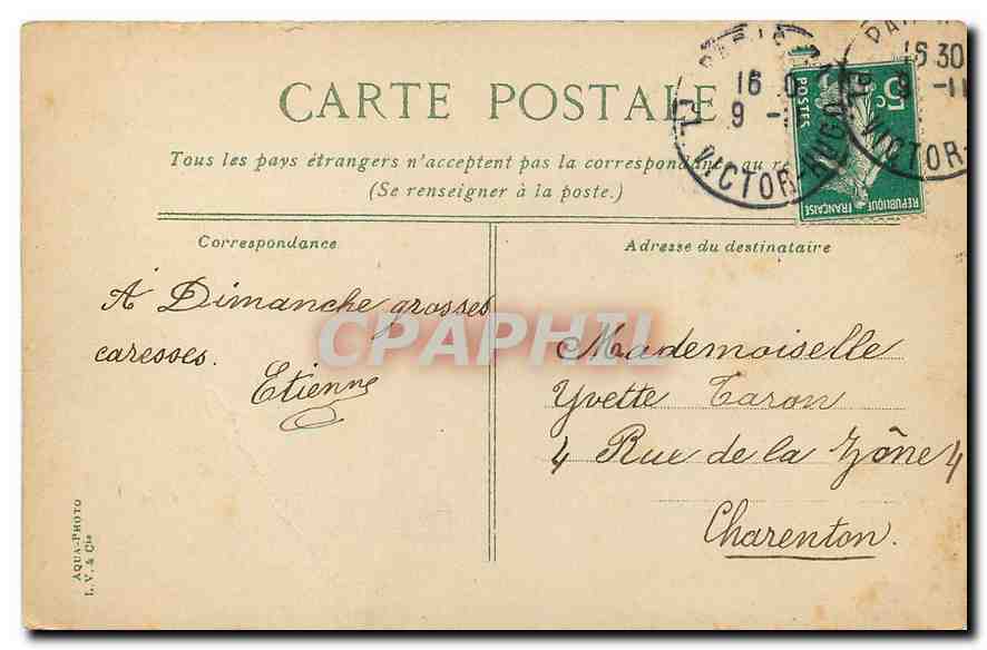 CPA Bois de Boulogne Lac Inferieur le Pont entre les deux Iles  — Rückseite