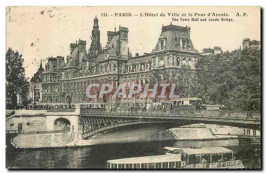 CPA Paris l'Hotel de Ville et le Pont d'Arcole 
