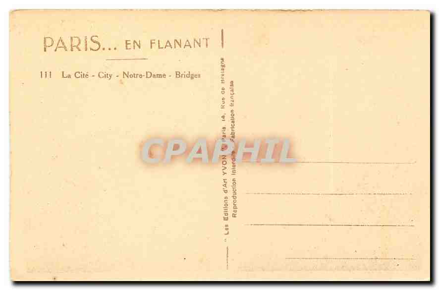 CPA Paris en Flanant la Cite City Notre Dame  — Rückseite