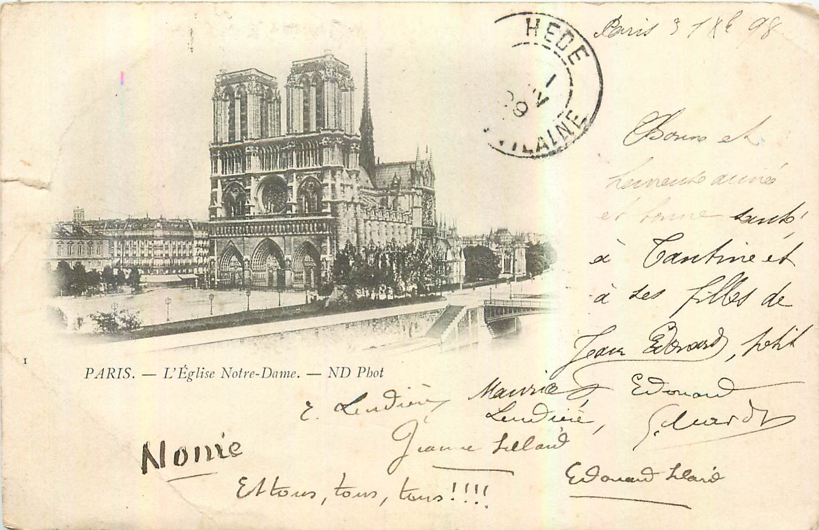 CPA Paris l'eglise Notre Dame Carte 1898