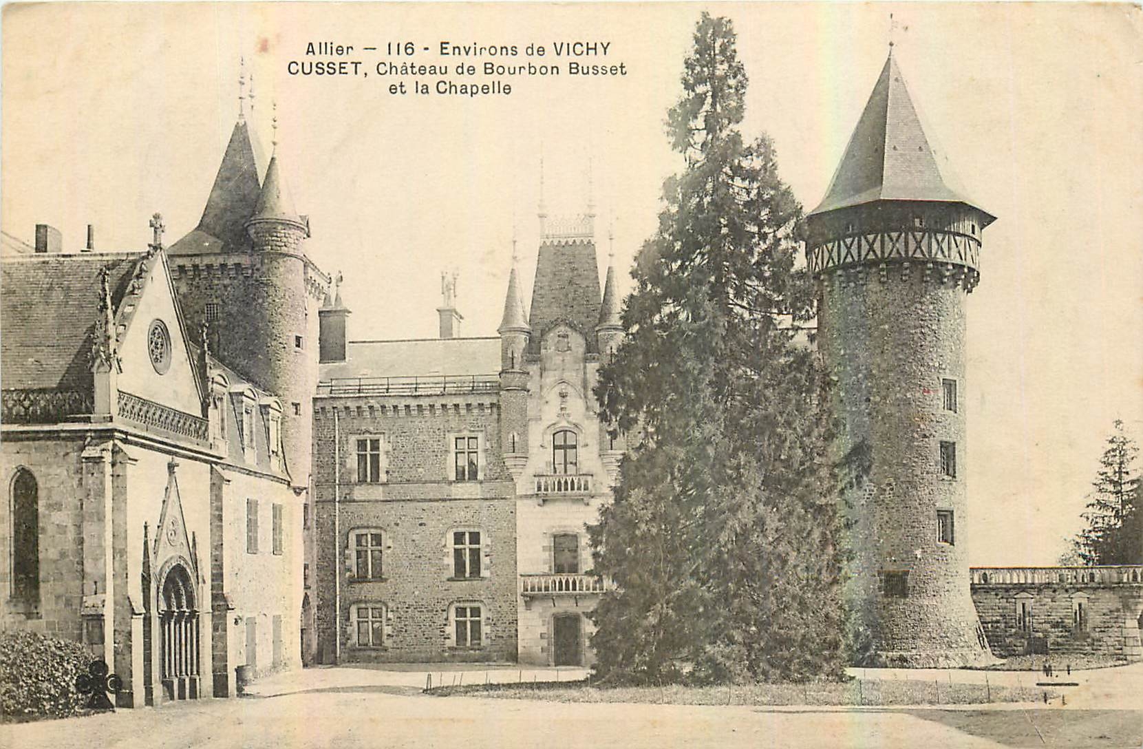 CPA Allier environs de Vichy Cusset Chateau de Bourbon Busset et la Chapelle 