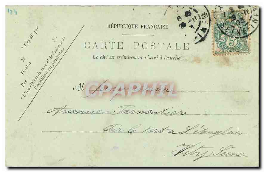 CPA Rouen vue prise a Bon Secours  — Verso