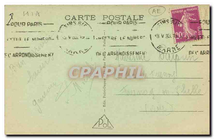 CPA Reims vue generale des Etablissements Pommery  — Rückseite