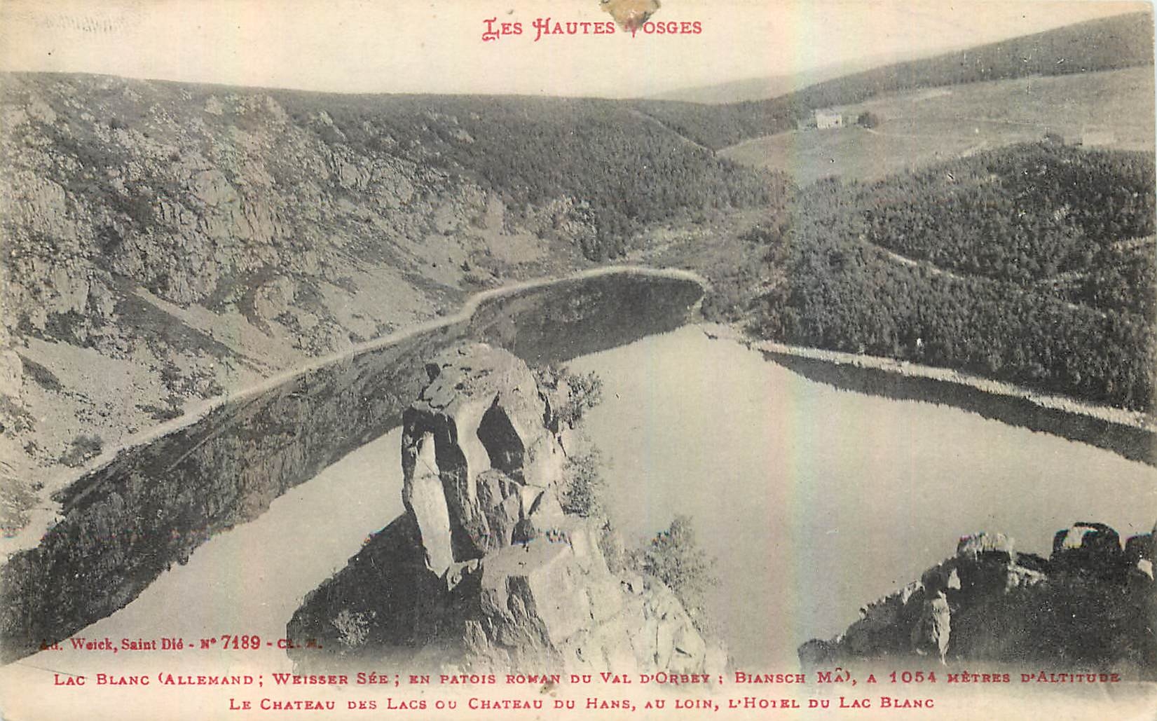 CPA Les Hautes Vosges Lac Blanc Allemand Le Chateau des Lacs du Chateau du Hane au loin l'Hotel du L