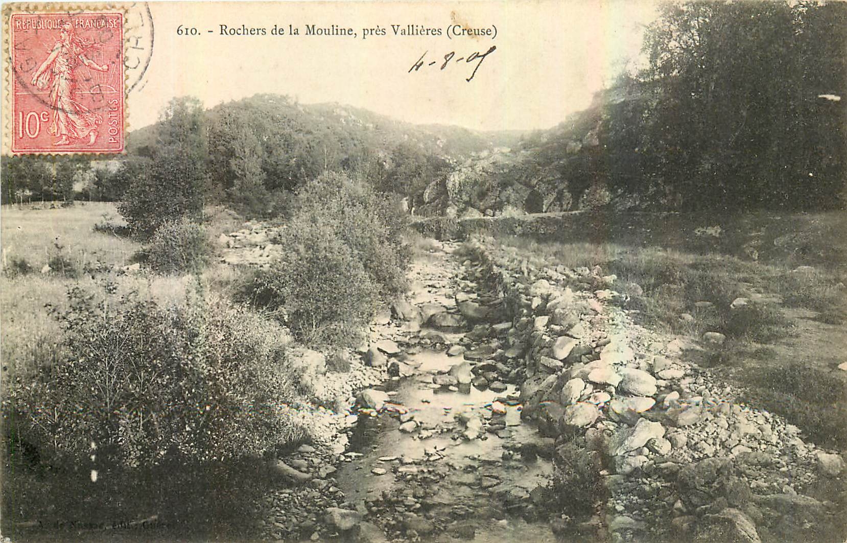 Rochers de la Mouline, près Vallières (Creuse) — carte postale n°610 — éditeur non identifié