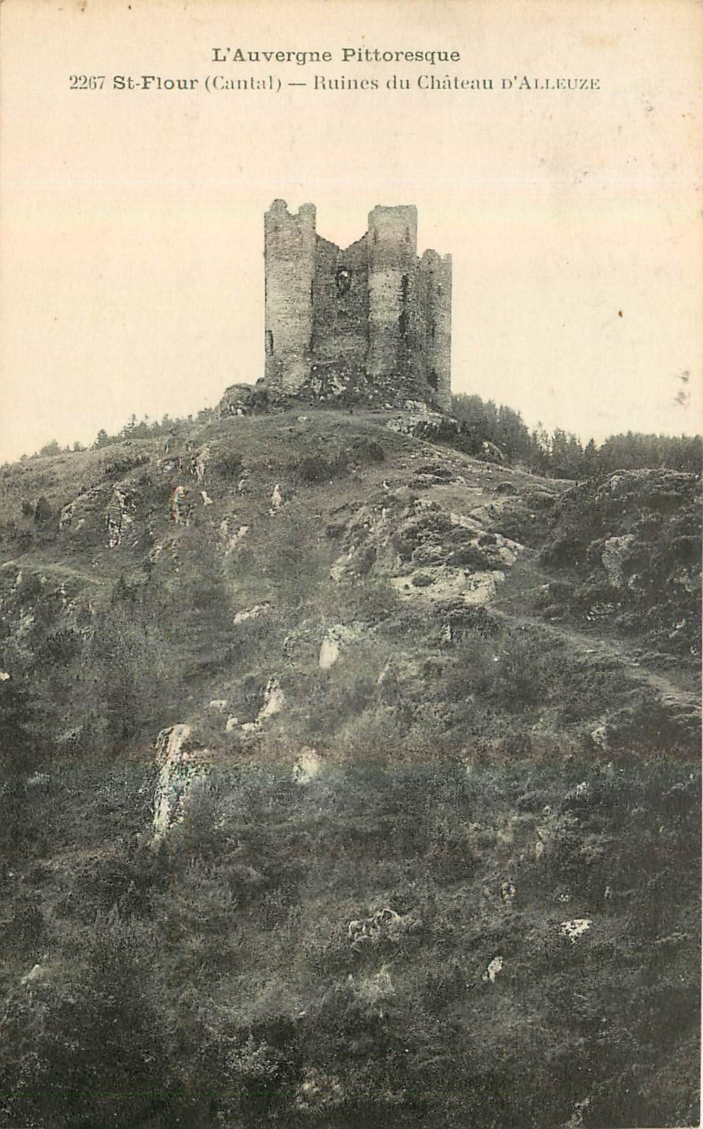 CPA L'Auvergne Pittoresque St Flour Cantal Ruines du Chateau d'Alleuze 