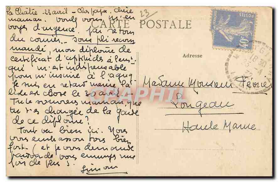 CPA La Creuse Illustre Crozant la Tour Carree  — Rückseite