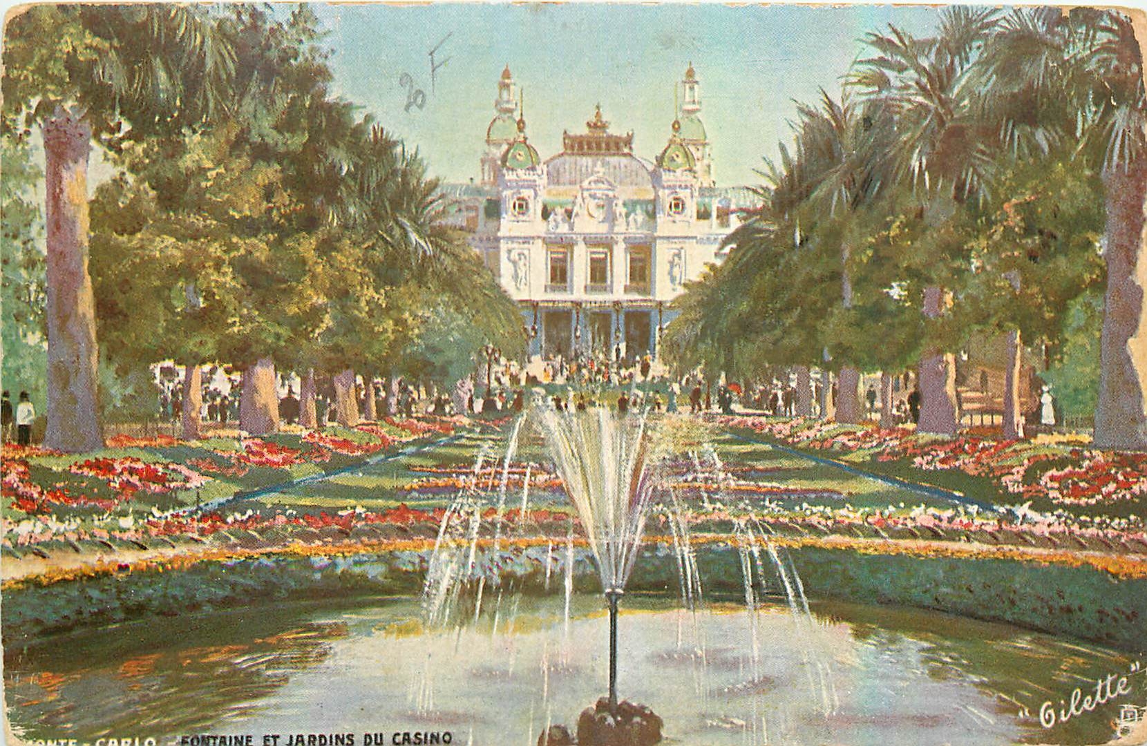 CPA Monte Carlo fontaine et jardins du Casino 