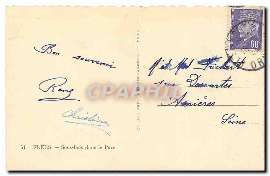 CPA Flers sous bois dans le Parc  — Rückseite