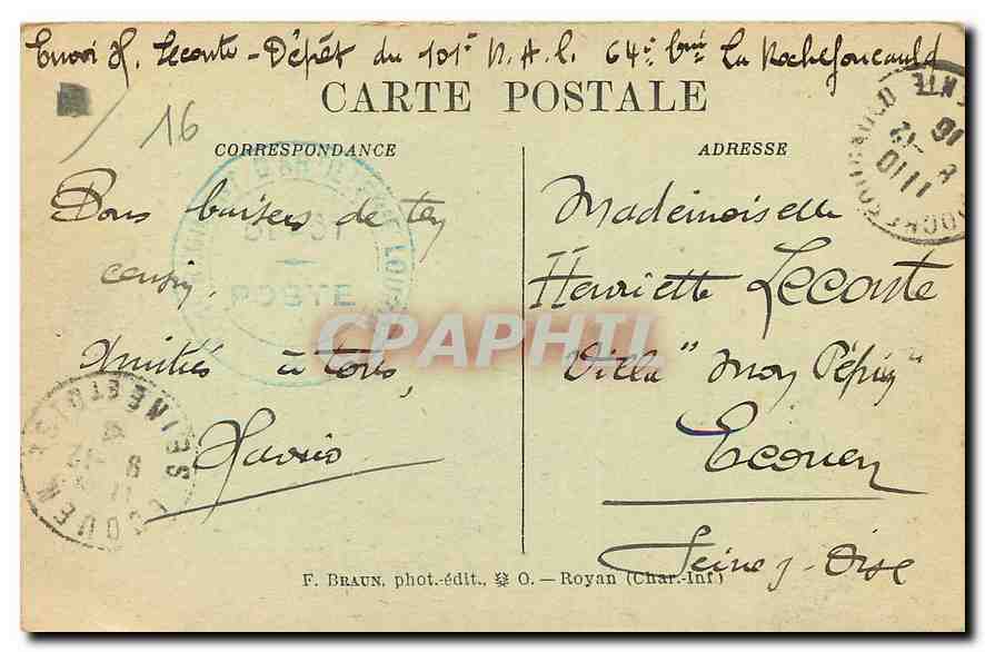 CPA Charente La Rochefoucauld Le Chateau et le Pont de la Tardoire  — Rückseite
