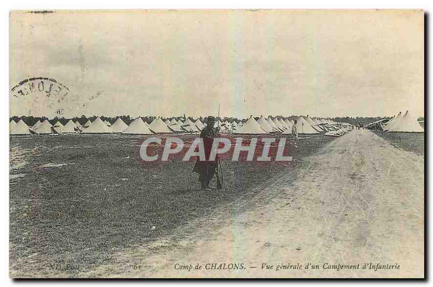 CPA Camp de Chalons Vue generale d'un Campement d'Infanterie 