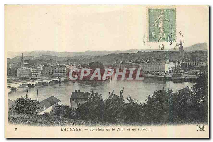 CPA Bayonne Jonction de la Nive et de L'Adour 