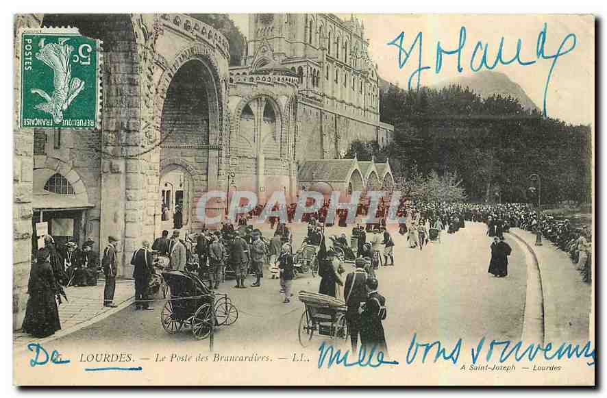 CPA Lourdes Le Poste des Brancardiers 