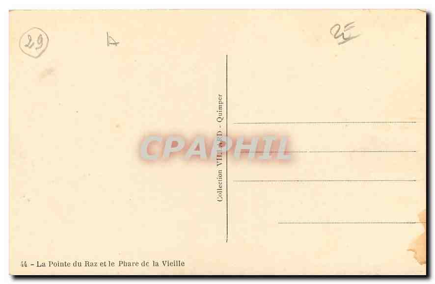 CPA La Pointe du Raz et le Phare de la Vieille  — Rückseite