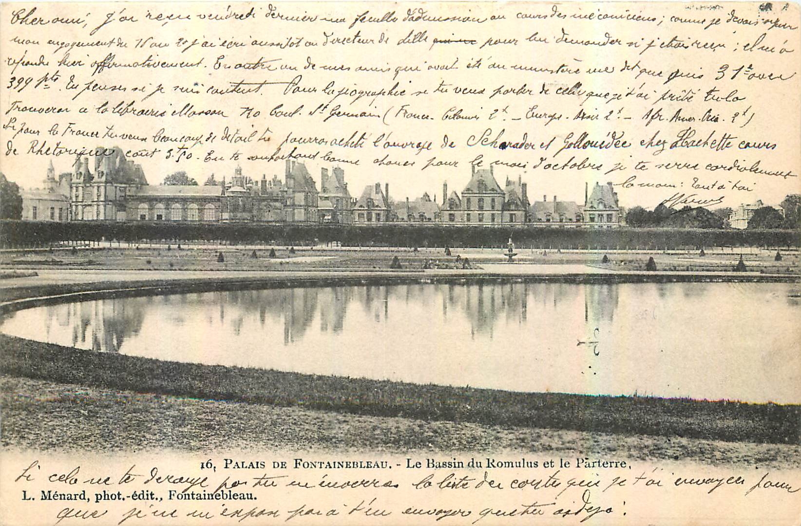 Palais de Fontainebleau — Le Bassin du Romulus et le Pâtéterre — L. Ménard, phot.-édit., Fontainebleau