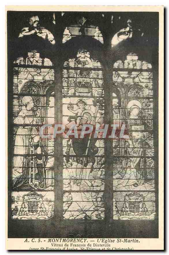CPA Montmorency L'Eglise St Martin Vitrail de Francois de Dinteville 