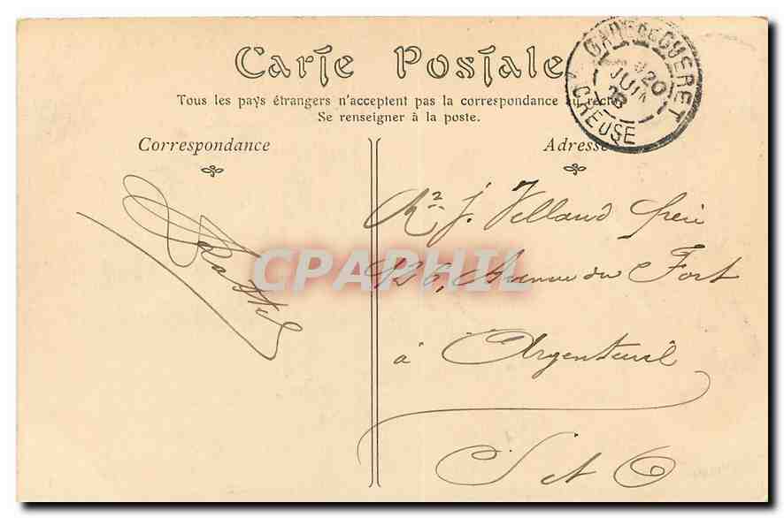 CPA Crozant Creuse la Nouvelle Route d'Eguzon  — Rückseite