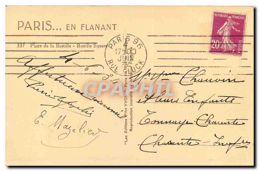 CPA Paris en flanant Place de la Bastille  — Verso