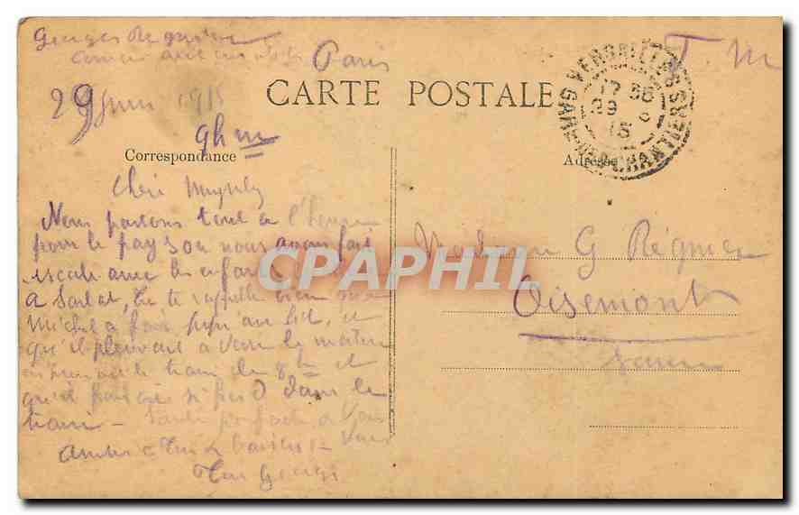 CPA Versailles Grandes eaux Le Char d'Apollon  — Verso