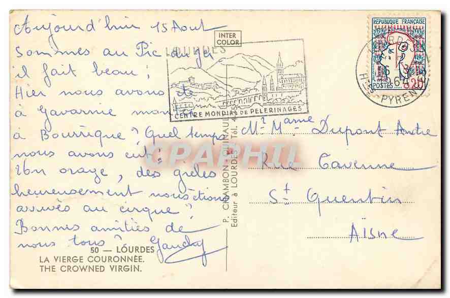 CPA Lourdes La Vierge Couronnee  — Rückseite