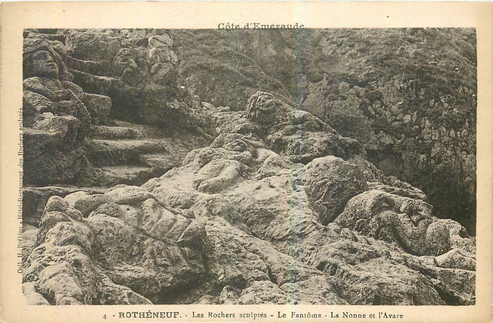 Rothéneuf - Côte d'Émeraude - Les Rochers sculptés - Le Fantôme - La Nonne et l'Avare