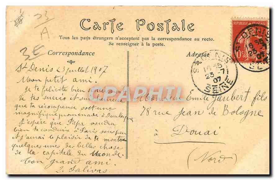 CPA Vue du portail de l'Eglise pres Paris  — Rückseite