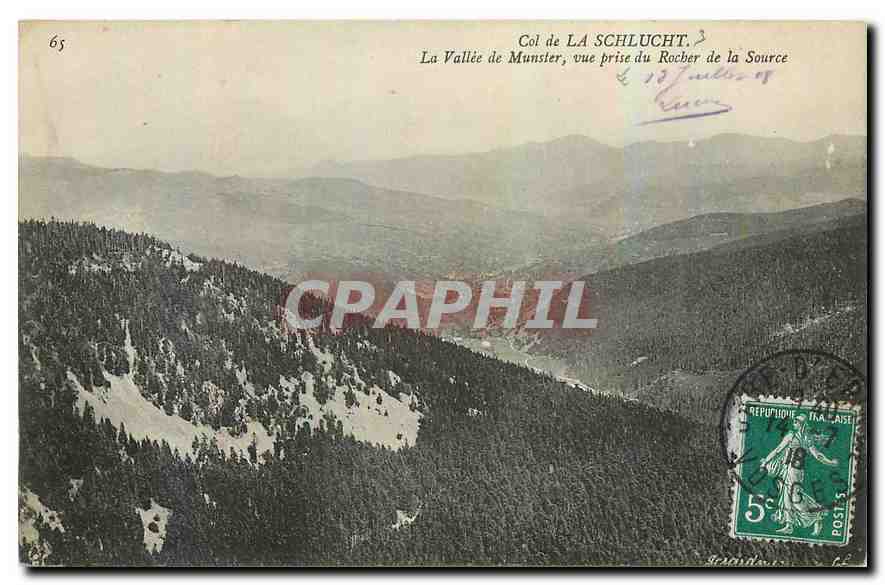 CPA Col de la Schlucht La Valee de Munster vue prise du Rocher de la Source 