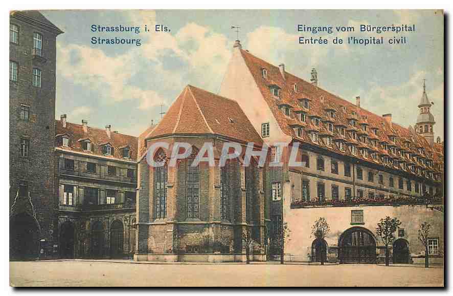 CPA Strassbourg Eingang vom Burgerspital Entree de l'hopital civil