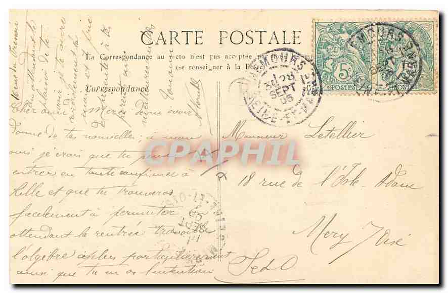 Schloss Fontainebleau — Die Eisenpferdestiege und die 3 Pavillons — G. E. N. G. Fontainebleau — Rückseite
