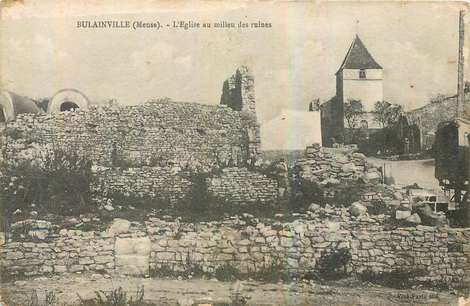 CPA Bulainville Meuse l'Eglise au milleau des ruines 