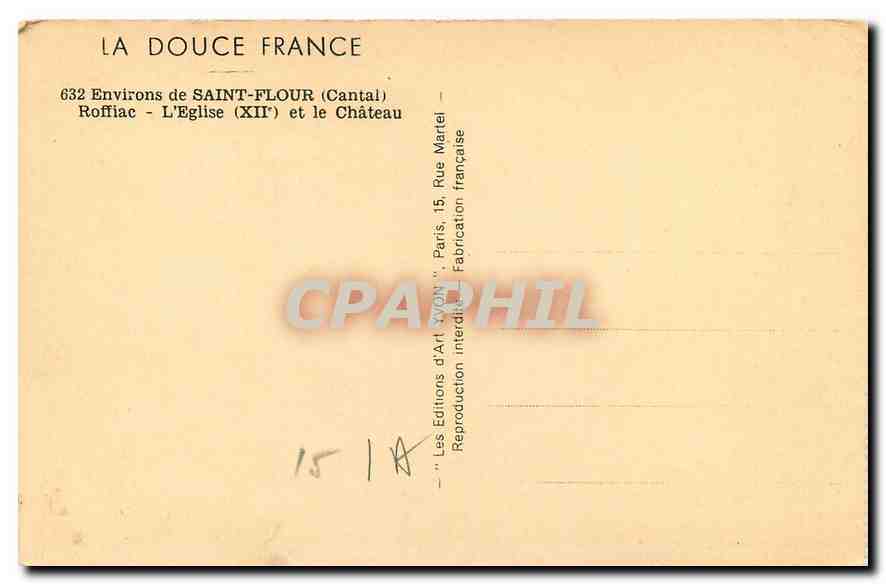 CPA La Douce France Environs de Saint Flour Cantal Roffiac l'Eglise  — Rückseite
