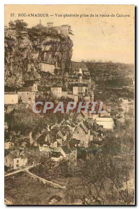 Roc-Amadour — Vue générale prise de la route de Cahors — CPAPHIL n°37