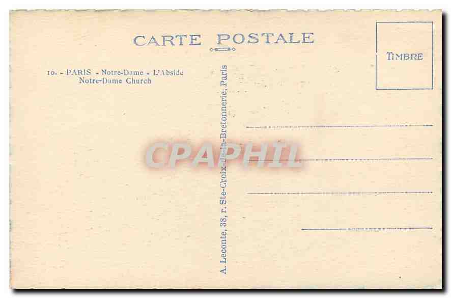 CPA Paris Notre Dame l'Abside Notre Dame Church  — Verso