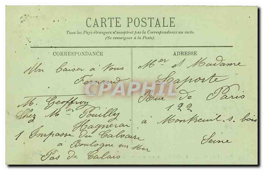 CPA Boulogne sur Mer Grosse mer  — Rückseite