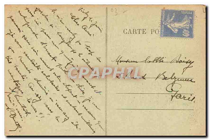 CPA Environs de Vichy Chateau de Maulmont  — Verso